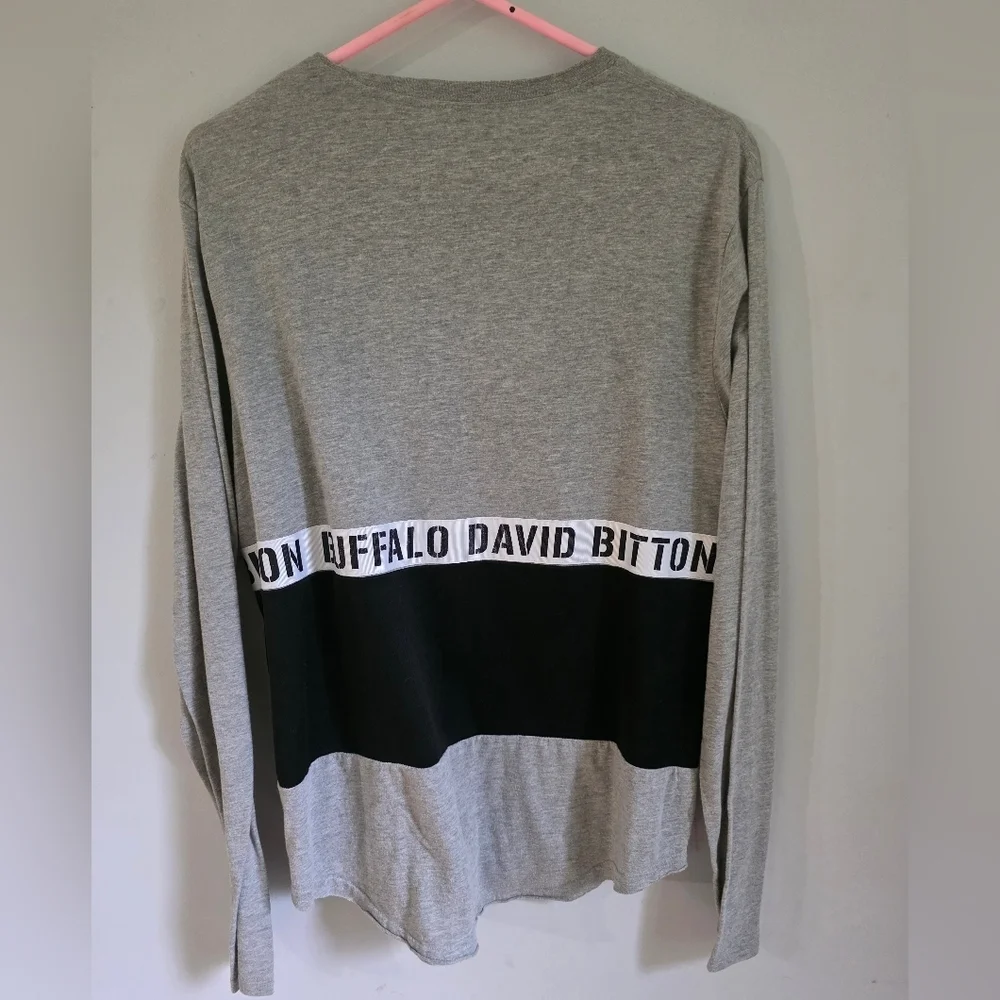 Buffalo David Bitton Gray and Black Logo Long Sleeve Tee